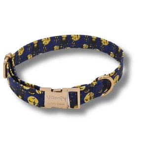 Personalized organic dog collar Halloween haunted castle scary!
