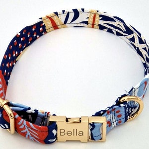 personalized dog collar with metal buckle: coral