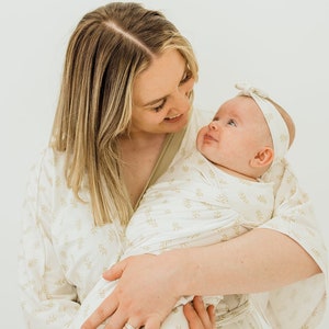 Robe and Swaddle Set, Maternity Robe, Mommy and me Robe and Swaddle, Unisex Swaddle, Neutral Swaddle and Robe, Hospital Robe