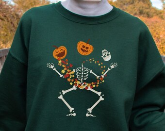 Skeleton Sweatshirt, Spooky Sweatshirt, Halloween Sweatshirt, Funny Halloween Sweatshirt, Pumpkin Sweatshirt, Halloween Party Shirt, Fall