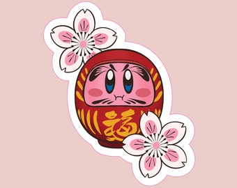 Kirby Daruma Sticker | Cute Japanese Tattoo Themed