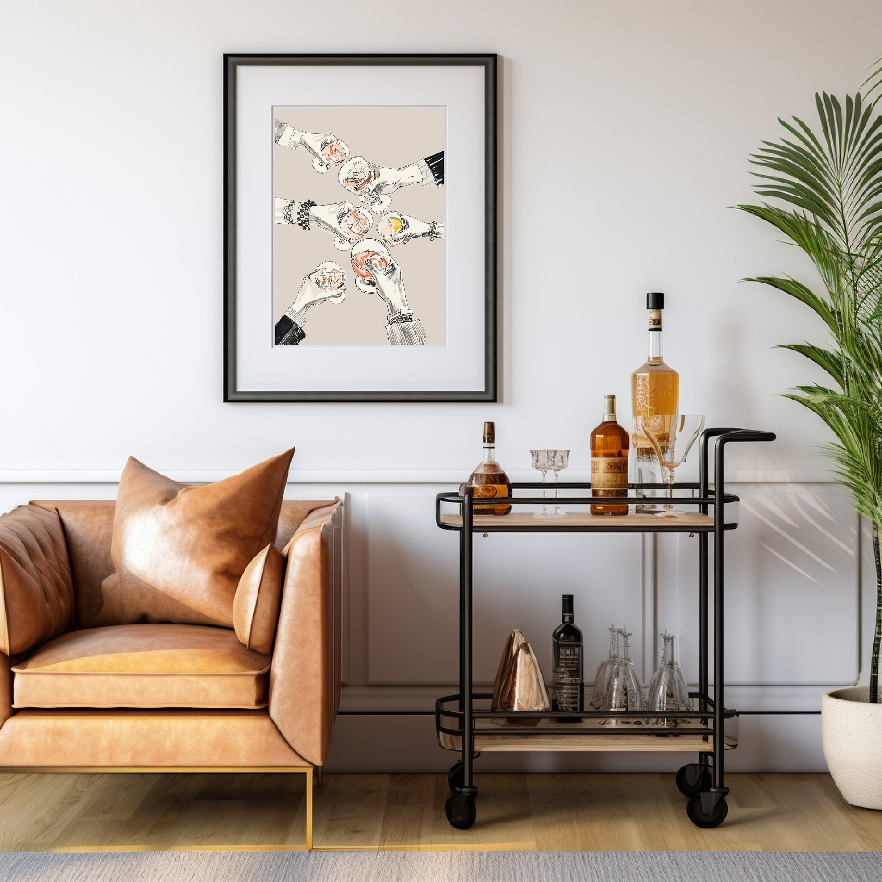 Cheers Sign, Aesthetic Bar Cart Decor, Cheers Print, Retro Bar Cart ...