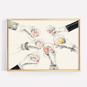 Proost teken | Esthetisch barwagendecor | lichtblauwe kunst aan de muur | proost afdrukken | retro barwagen print
