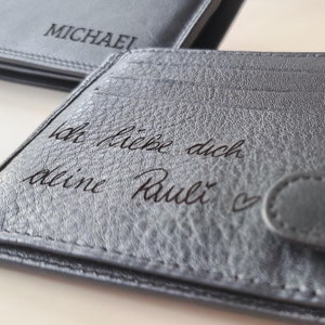 Portemonnaie Herren Echt Leder Männer Brieftasche Gravur Handschrift Börse personalisiert Geschenk Vatertag