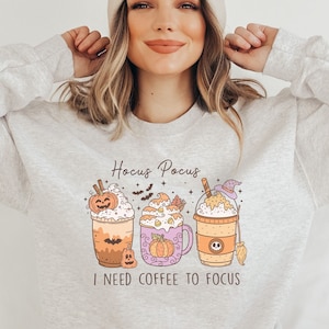 Halloween Coffee Ghost Sweatshirt Spooky Season Sweater Halloween Costume Cute Halloween Shirt Oversize Women Halloween Sweater [E]