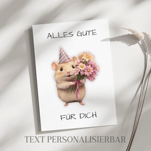 Alles Gute Karte Hamster personalisierte Postkarte Wunschtext Karte Süße Glückwunschkarte Goldhamster Süße Karte