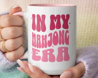 Mahjong Mug Mahj Player Gift Mug In My Mahjong Era Pink Mahjong Game Gift Idea Mahjong Lover Cup