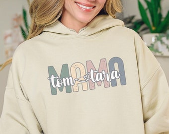 MAMA Sweatshirt Custom Kid Name Mothers Day Gift Personalized Mom Shirt for Her S - 3XL