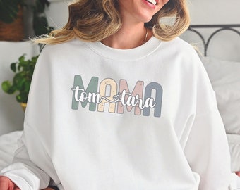 MAMA Sweatshirt Custom Kid Name Mothers Day Gift Personalized Mom Shirt for Her S - 3XL