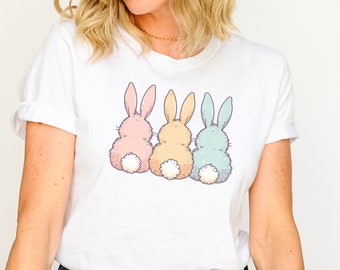 Bunny Sweatshirt Backprint Easter Bunny Gift for Her Rabbit Lover Gift Cute Animal Shirt 3XL Sweater