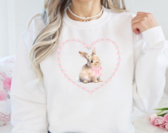 Bunny Sweater Coquette Bow Shirt Preppy Crewneck Sweatshirt Trendy Shirt Coquette Aesthetic Clothing Cute Sweatshirt Gift For Her Birthday