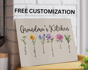 Grandmas Kitchen Planche à découper personnalisée Cadeau pour grand-mère avec noms d'enfants Grandmas Garden