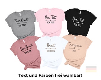 JGA Shirts personalisiert Brautparty Tshirt Team Braut Shirt Eigener Text Namen Tee Jungesellinnenabschied Frauen Bachelorette Feier Bride