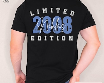 Geschenk 18 Geburtstag Junge 18 Shirt personalisiert Limited Edition 2008 Cooles Shirt personalisiertes Geschenk Andenken 18 Geburtstag