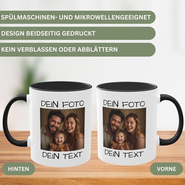 Personalisierte Foto Tasse persönliche Kaffeetasse Custom Becher Mama Geschenk für Ihn Jahrestag für Sie Valentinstag Fototasse mit Namen