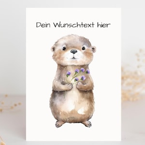 Otter Happy Birthday Karte Otter Geburtstagskarte Karte Otter personalisiert Karte Geburtstag Freundin Wunschtext Glückwunsch Otter