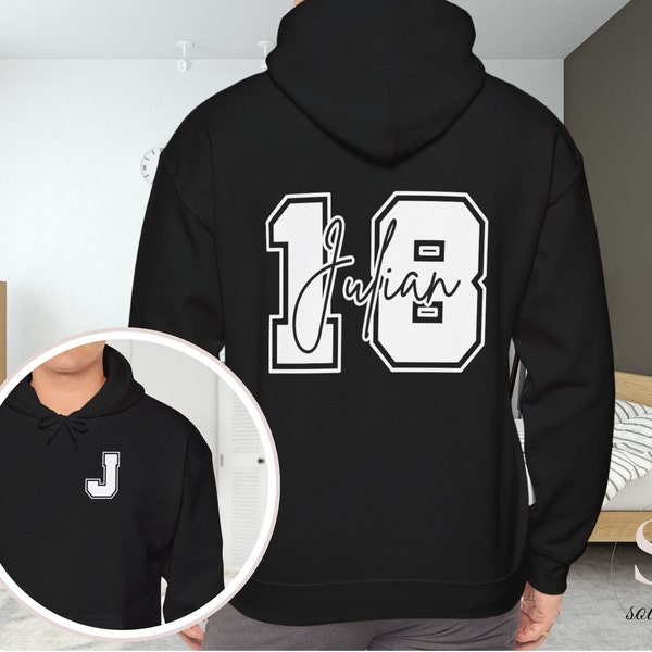 Personalisiertes Sweatshirt 18 Geburtstag für Ihn Custom Zahl Name Basketball Hoodie Geschenk für Jungen Kapuzenpulli 2XL 3XL 4XL 5XL