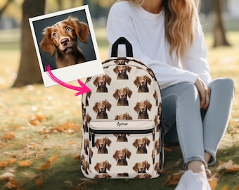 Dog Portrait Bag Custom Photo Backpack Personalized Gift for Dog Lover Custom Pet Photo Gift