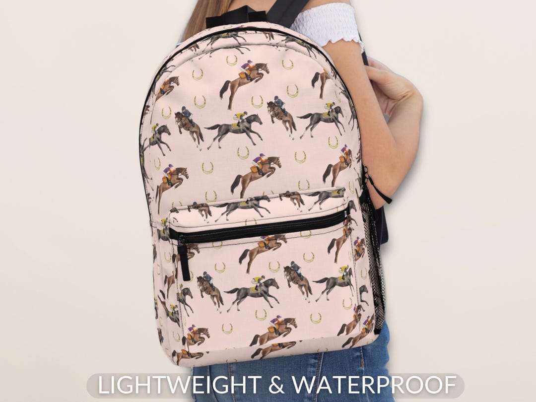 Equestrian Backpack Horse Riding Bag Jockey Print Backpack Horseshoe ...