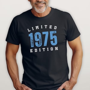 50th Birthday Shirt for Men, 1976 Limited Edition Year T-Shirt, Gift for Him, 50th Birthday Men's Birthday Gift 1976 Shirt E BLACK/Blue