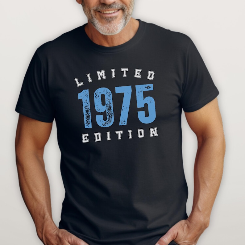 50th Birthday Shirt for Men, 1976 Limited Edition Year T-Shirt, Gift for Him, 50th Birthday Men's Birthday Gift 1976 Shirt E BLACK/Blue