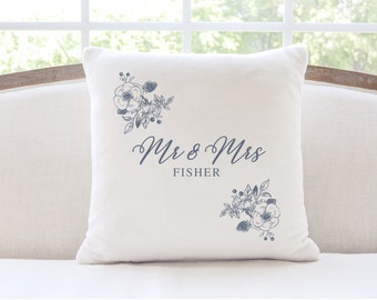 Mr and Mrs Custom Name Keepsake  Pillow Gift for Newlyweds Wedding Gift for Bride and Groom Living Room Decor personalized Family Name Gift