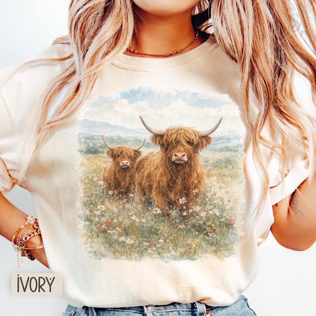 Highland Cow Comfort Colors Shirt – Wildflower Farmhouse Tee ...