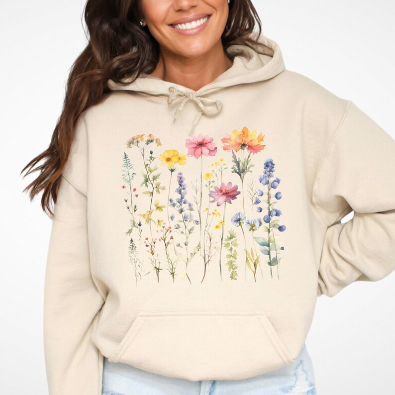 Floral Hoodie Calming Colors