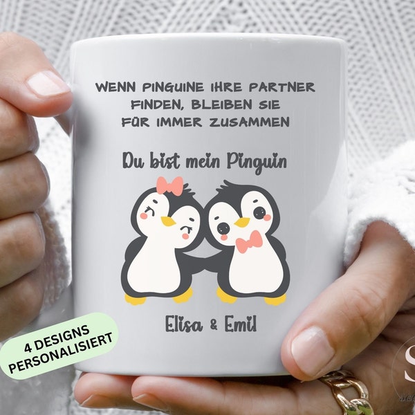 Penguin Valentine Gift Du bist mein Pinguin Personalisierte Tasse für Partner Geschenk Jahrestag Verlobung Liebeserklärung Kaffeetasse