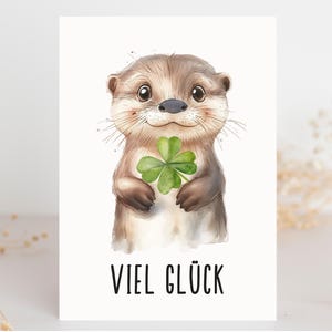 Otter Karte Viel Glück Karte personalisiert Karte Prüfung Postkarte Glücksbringer Prüfungsangst Niedliche Karte Viel Erfolg Mutmacher Karte
