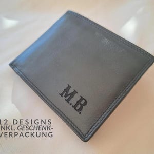 Brieftasche für Mann Querformat Geschenk Vatertag Geburtstag Geschenk Mann Geldbeutel Herren Leder schwarz personalisiert Ledergeldbörse
