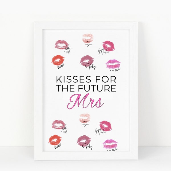 Kisses For The Future MRS PRINTABLE JGA Party Andenken Download personalisiertes Geschenk für die Braut Bridal Party Game