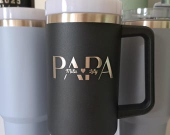 Personalisierte Tasse Papa Kindernamen Thermobecher Geschenk für Papa Becher personalisiert Geburtstagsgeschenk Vater 40oz Edelstahlbecher