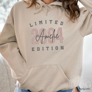 custom hoodie neutrale farben modest fashionlimited edition geburtstag geburtsjahr sweatshirt in sand custom personalized name shrit gift birtdhay mothersday