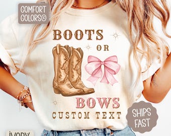 Western Boots or Bows Shirt , Gender Reveal Party T-Shirt, Custom Gender Reveal Tee
