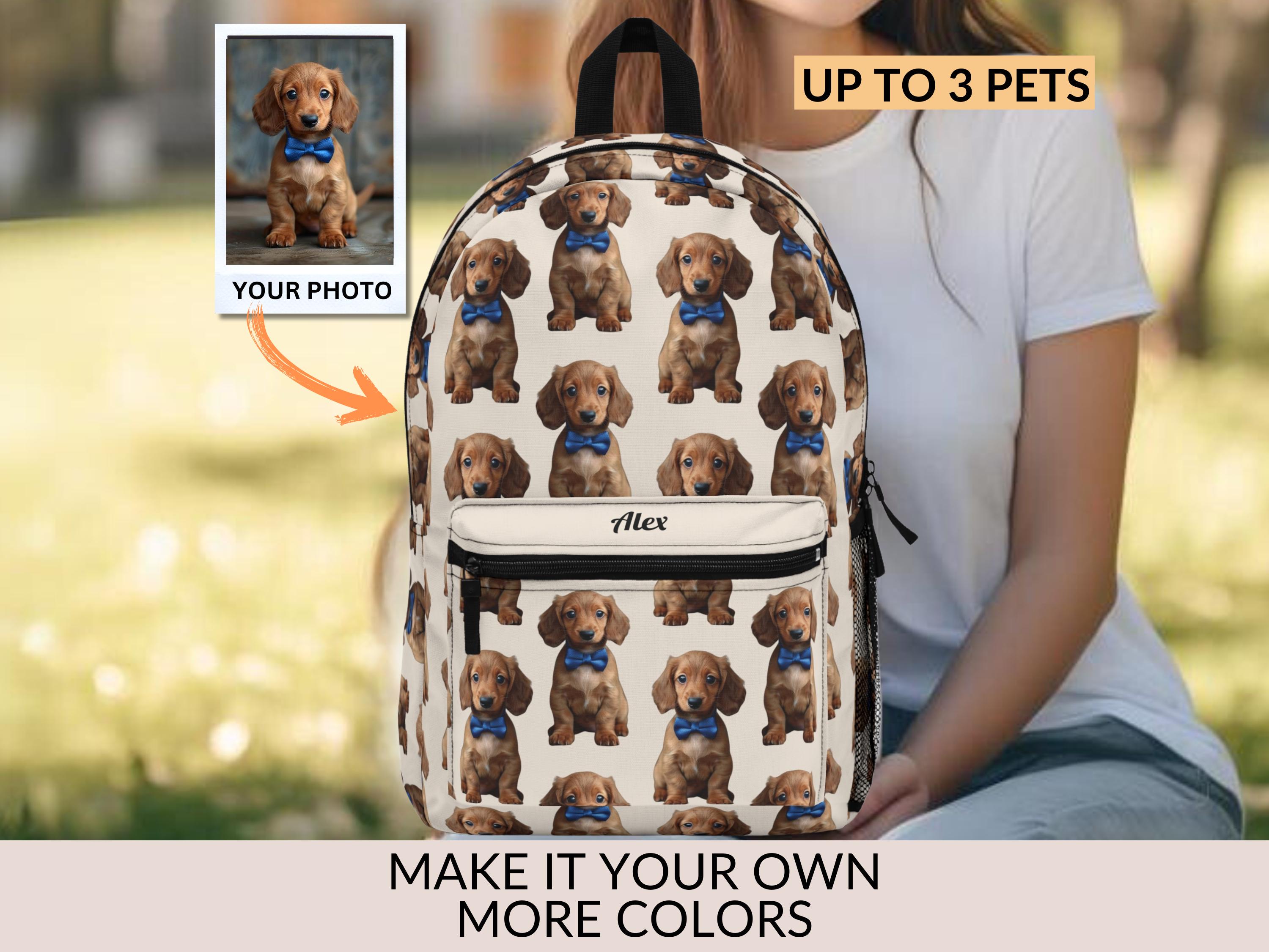 Playful Yellow Dachshund Backpack with Heart Accent Mini Backpack - Dachshund -  main image 4