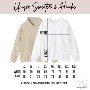Sizing chart for Hoodie and Sweatshirt