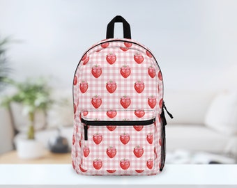 Strawberry Backpack Coquette Custom Name Personalized Gift for Her Bookbag for College Student Cute Laptop Bag