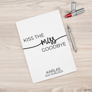 Kiss the miss goodbye bachelorette game bridal party gift for bride a white digital instant download