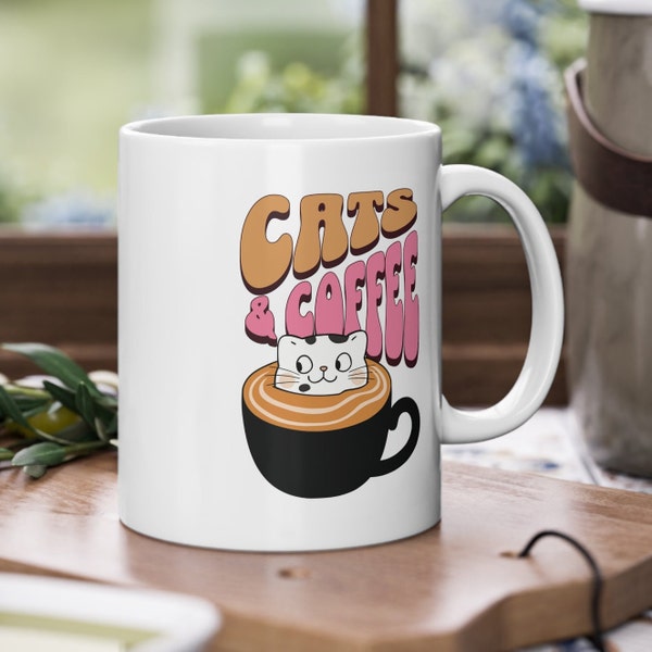 Cat Coffee Mug Cats & Coffee Cup Cute Coffeemug for a Cat Lover Gift