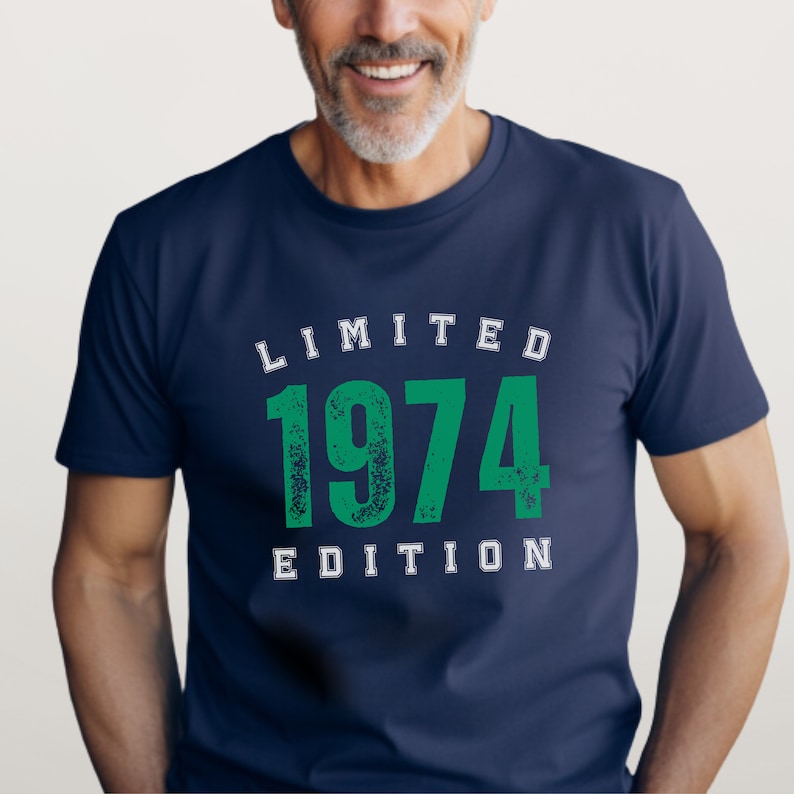 50th Birthday Shirt for Men, 1976 Limited Edition Year T-Shirt, Gift for Him, 50th Birthday Men's Birthday Gift 1976 Shirt C NAVY/Green