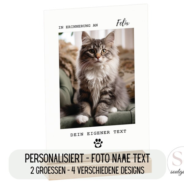 Andenken Haustier personalisiert Trauergeschenk Katze Memorial Memory Gift Custom Photo Keepsake Cat Photo Name  [E]