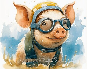 Cute Pig Clipart Bundle, High Quality JPGs (Digital Download)