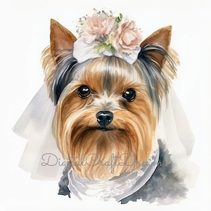 Yorkshire Terrier Clipart, 10 High Quality JPGs, Wedding Clipart, Junk Journal, Digital Download, Dog Wedding Pictures, Invitation Clipart