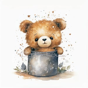 Teddy Bär Clipart, 12 hochwertige JPGs, digitale Planer, Aquarell Clipart, sofortiger digitaler Download, Kinder Clipart, Clip art