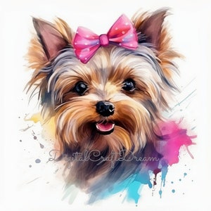Yorkie Girl Clipart, 12 High Quality JPGs, Clipart Pet, Card Making, Digital Download, Clipart Bundle, Birthday Animal Clipart, Dog Pictures