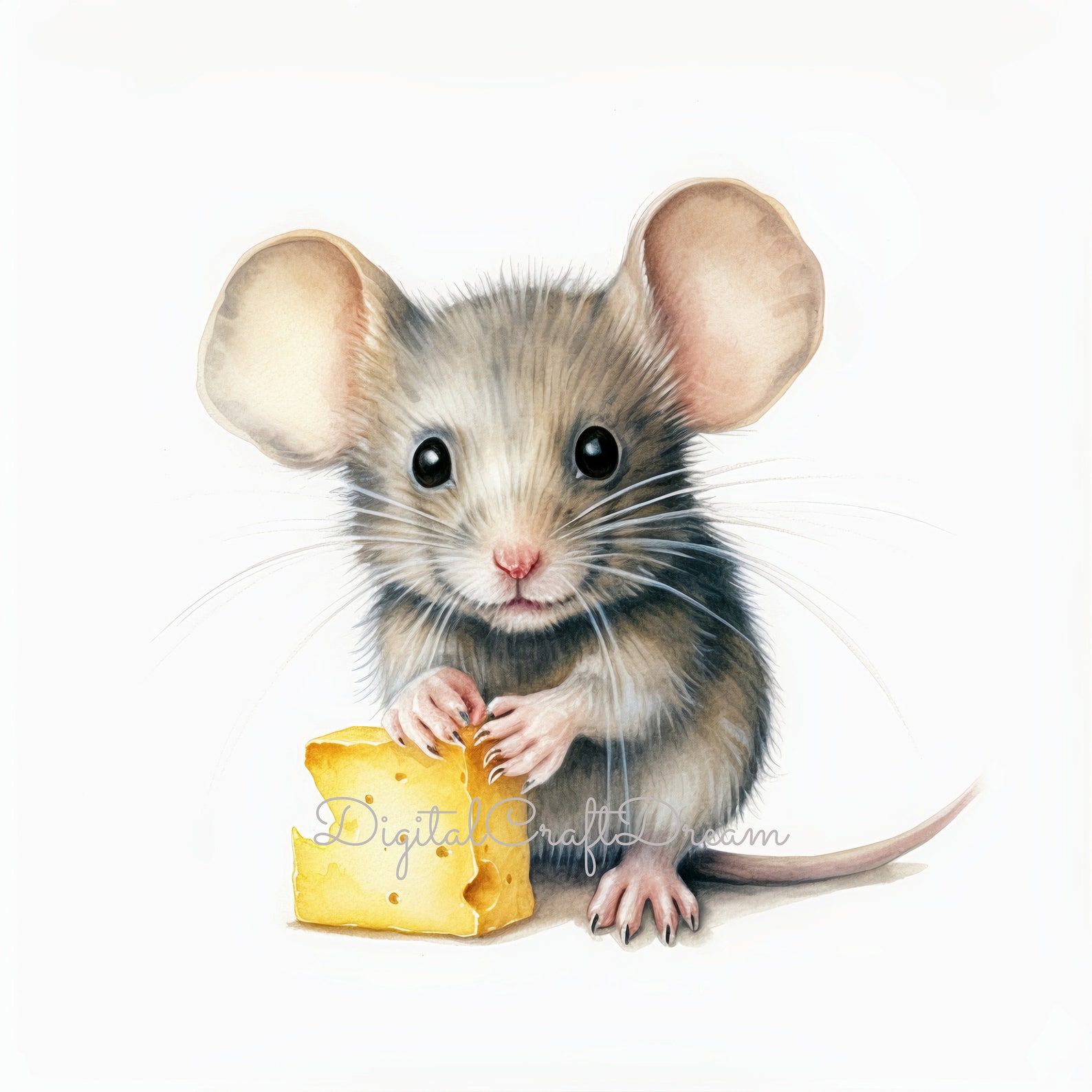 Mouse & Cheese Clipart, 12 High Quality Jpgs, Digital Download, Digital