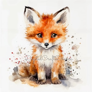 Fox Clipart Set – 12 Watercolor Fox JPGs, High-Resolution Digital Download for Baby Shower Decor, Scrapbooking, Prints & More