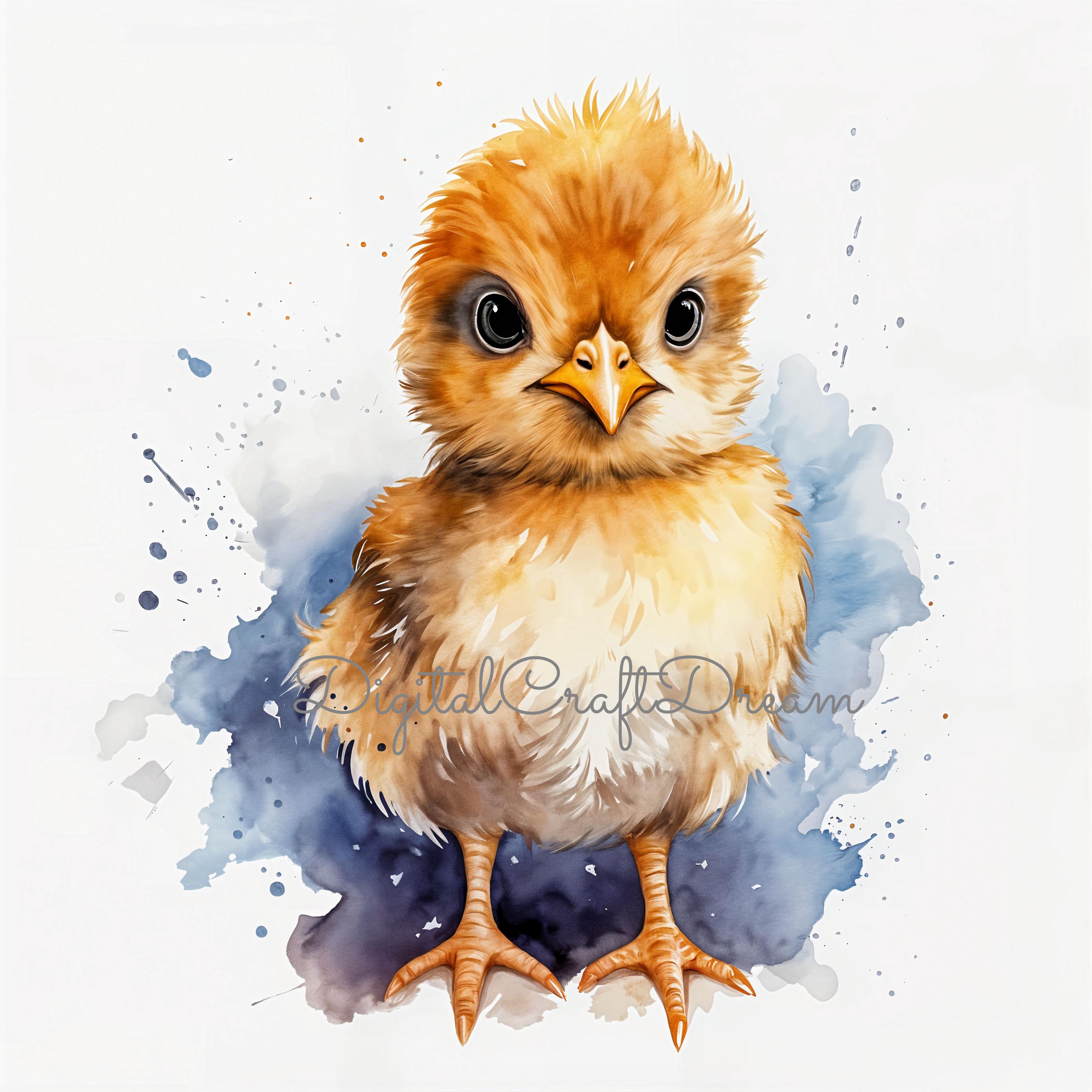Watercolor Chick Clipart Set – Cute Baby Chick Illustrations (digital ...