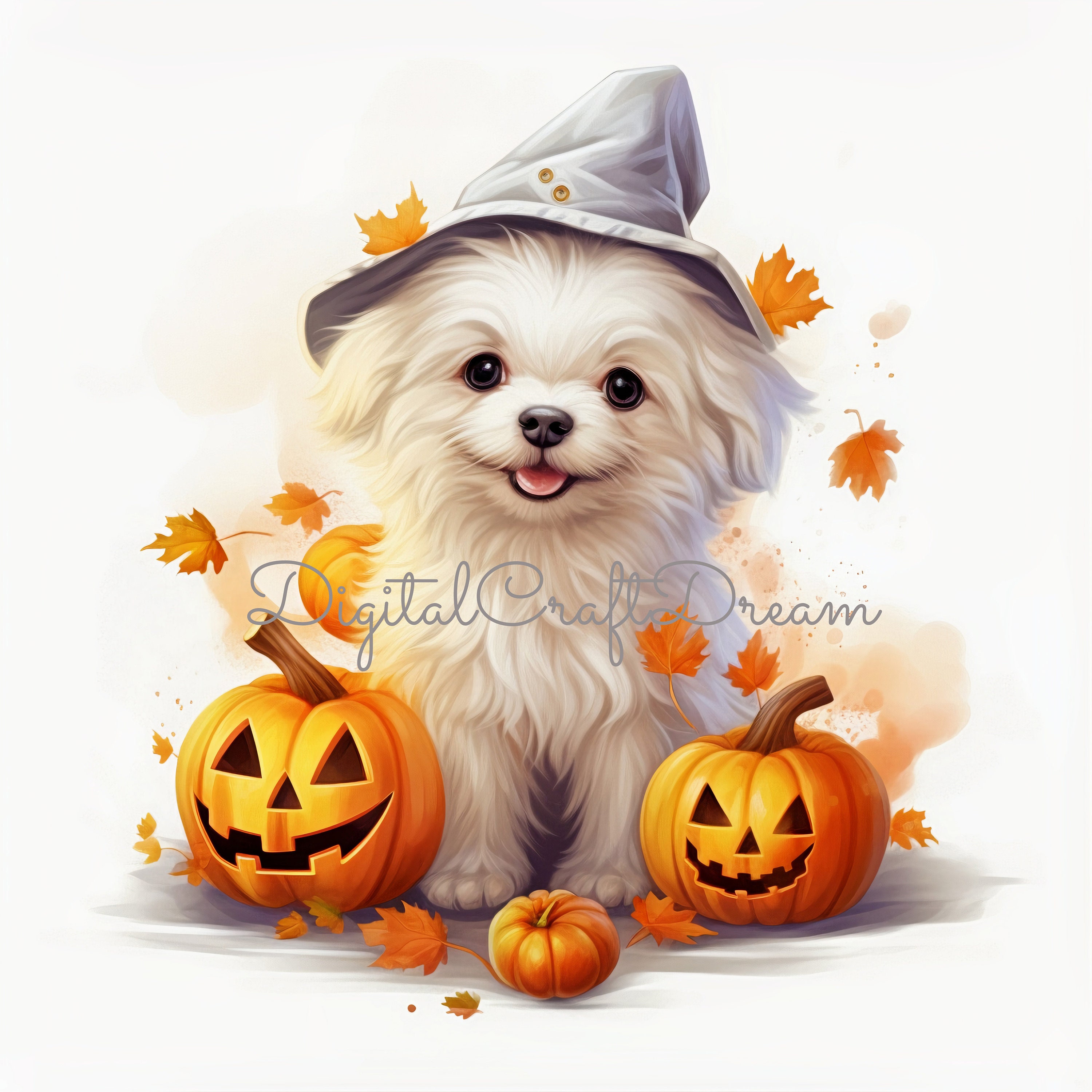 Halloween White Dog Clipart, 12 High Quality Jpgs, Halloween Clipart